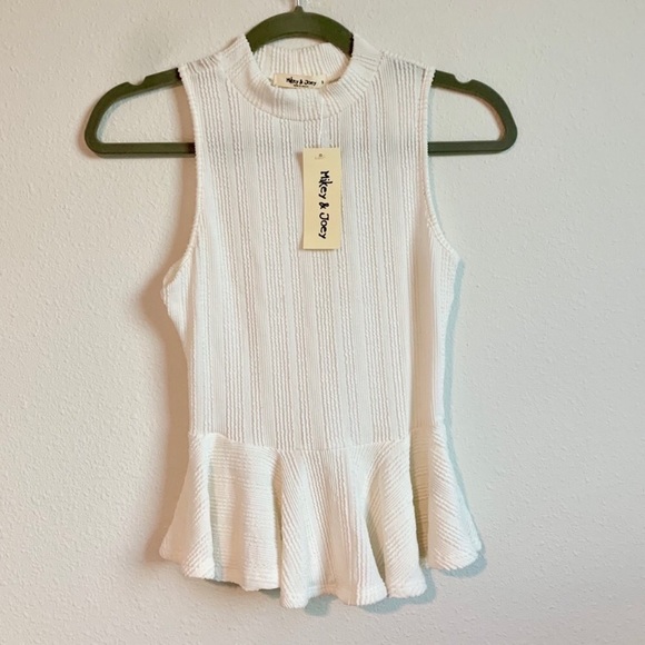 Mikey & Joey White Peplum Top - Picture 2 of 3